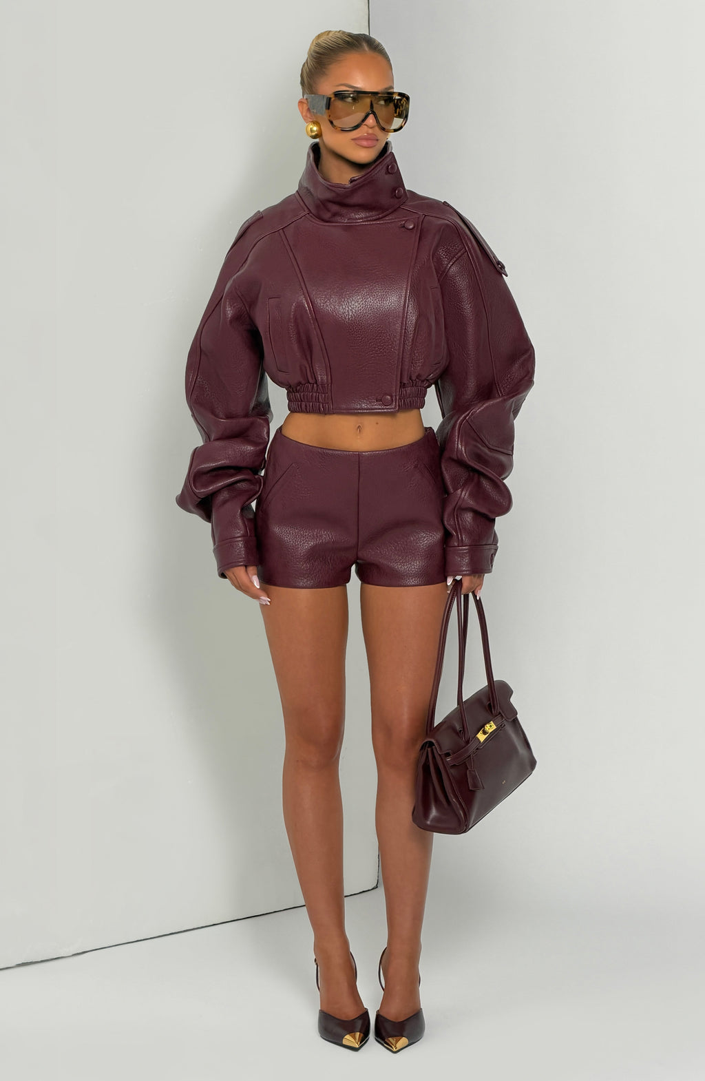 Noemí™ - Chaqueta Corta de Polipiel Cereza