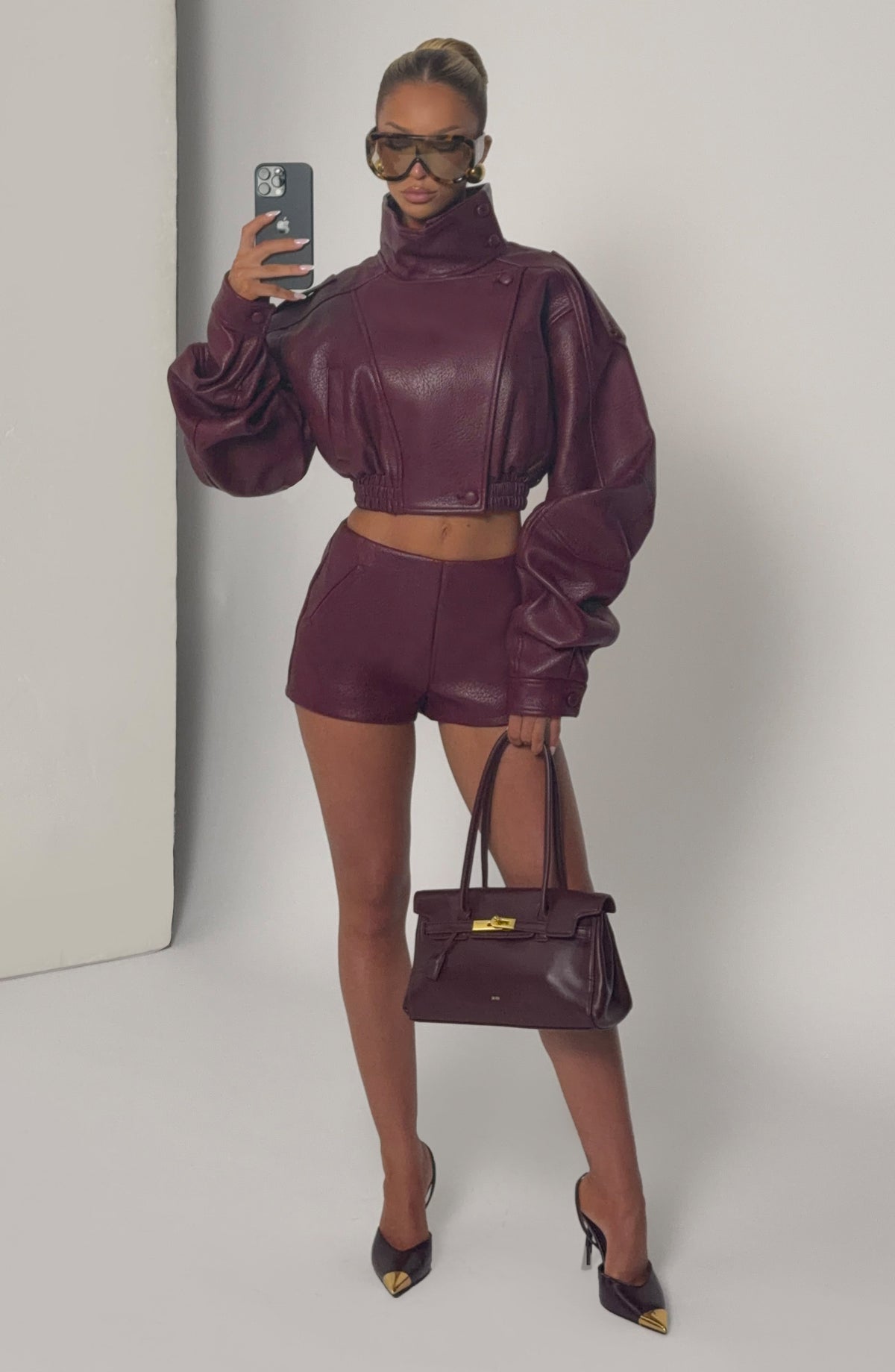 Noemí™ - Chaqueta Corta de Polipiel Cereza