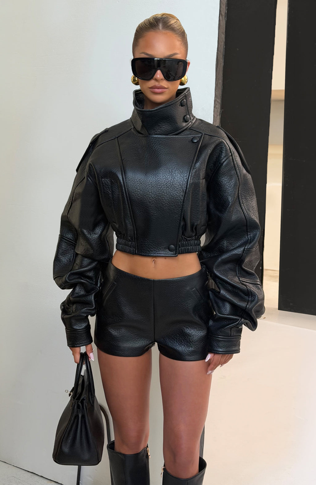Noemí™ - Chaqueta Corta de Polipiel Negra