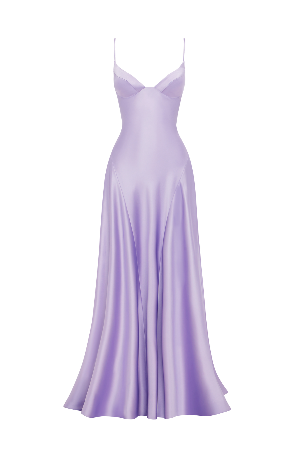 Natalia™ - Vestido Largo de Satén con Lazada Lila