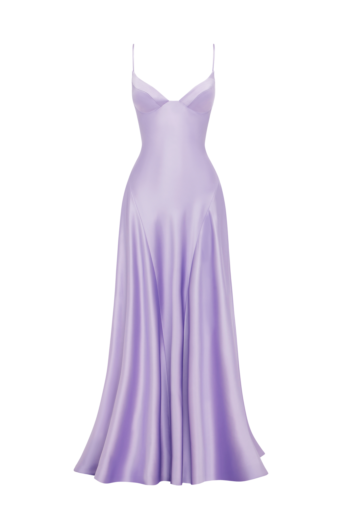 Natalia™ - Vestido Largo de Satén con Lazada Lila