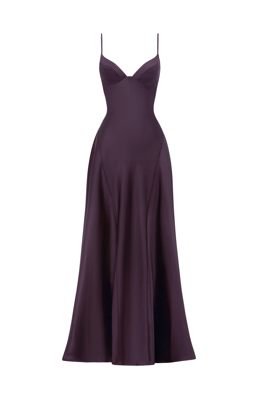 Natalia™ - Vestido Largo de Satén con Lazada Ciruela