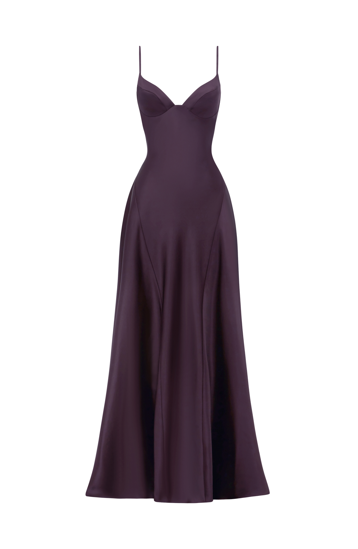Natalia™ - Vestido Largo de Satén con Lazada Ciruela