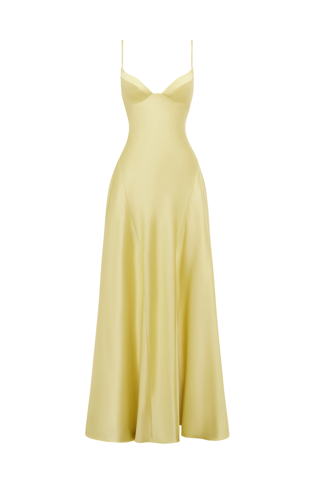 Natalia™ - Vestido Largo de Satén con Lazada Limón