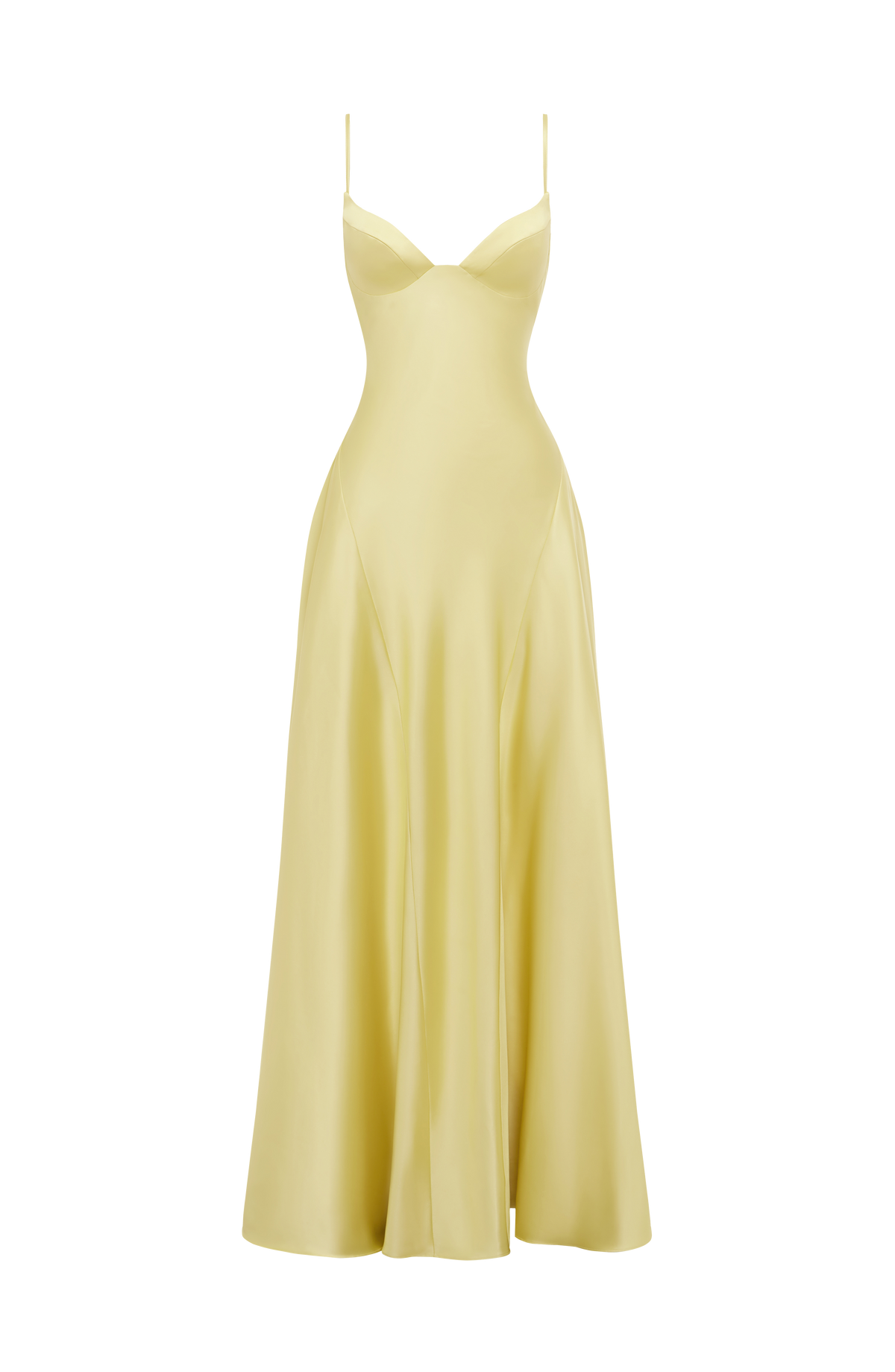 Natalia™ - Vestido Largo de Satén con Lazada Limón