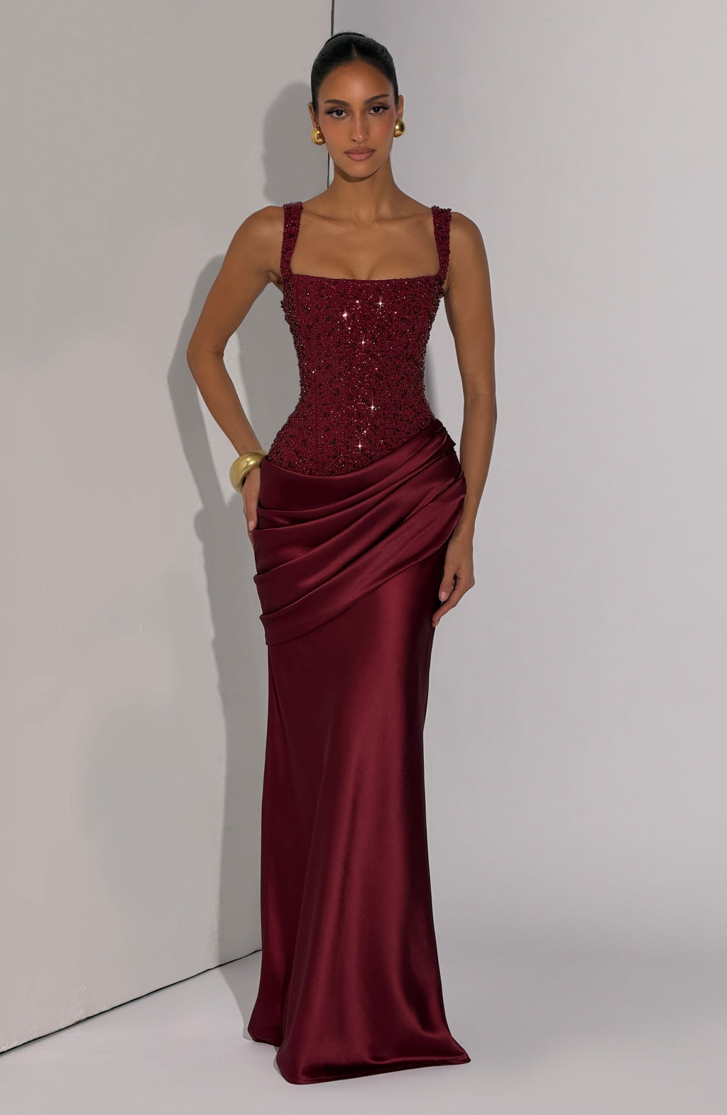 Vestido Alejandra™ burdeos con corsé, foto 7