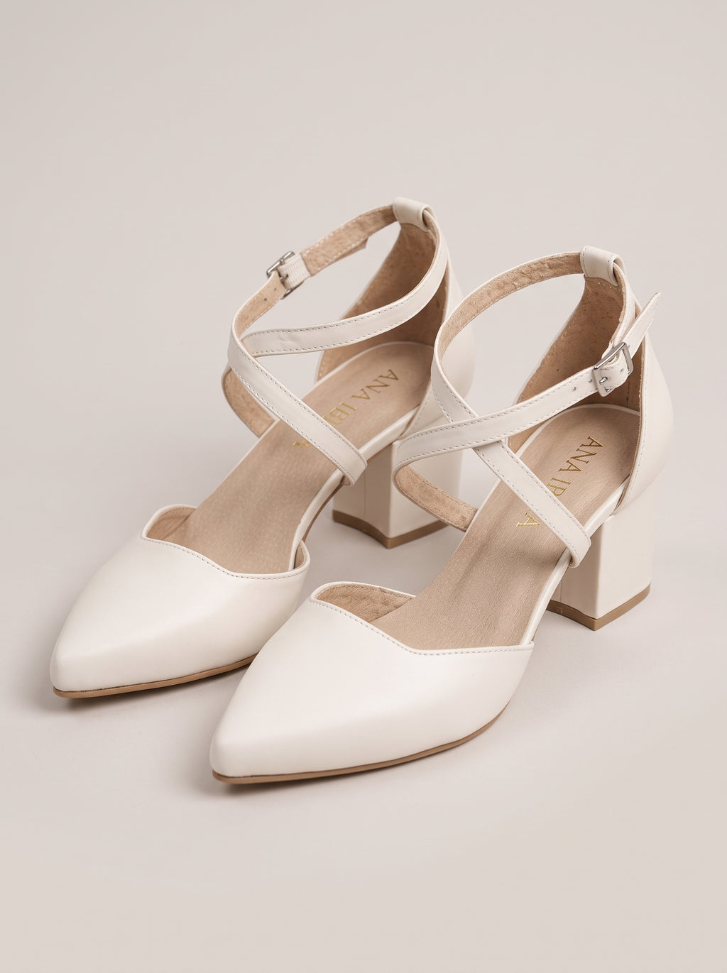 Itziar™ - Zapatos de Tacón Abiertos con Pulsera Marfil
