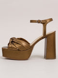 Leyre™ - Sandalias de Plataforma con Nudo Metalizado Bronce