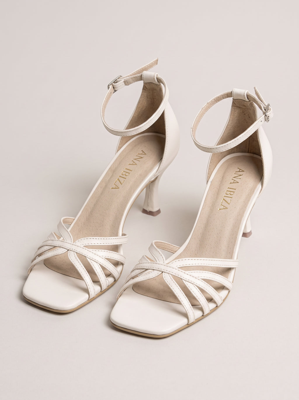 Maite™ - Sandalias de Tacón con Tiras Cruzadas Marfil