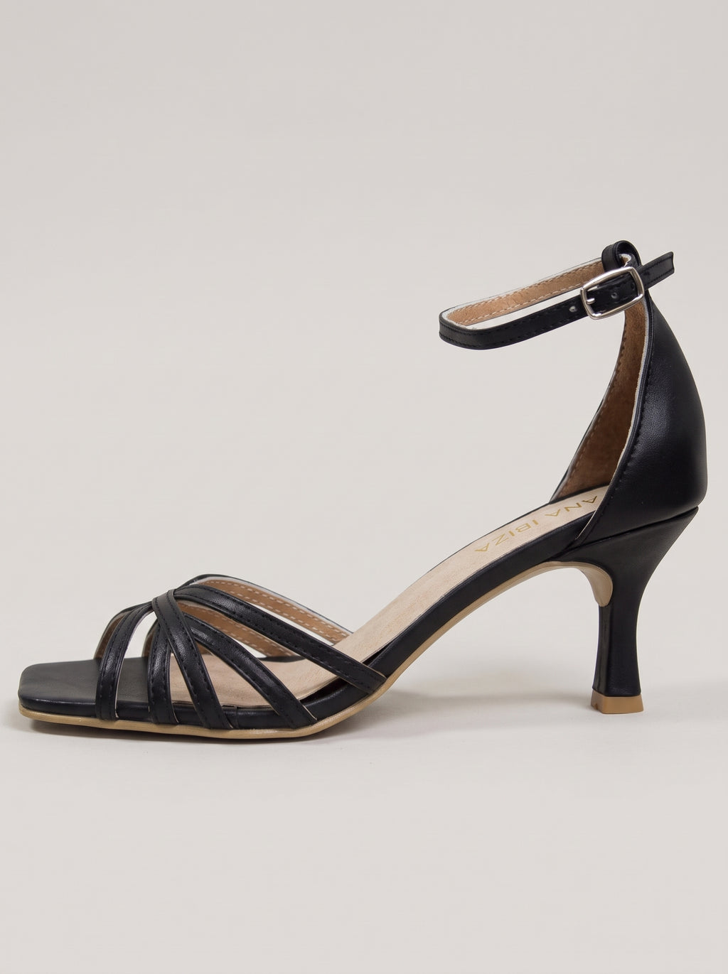 Maite™ - Sandalias de Tacón con Tiras Cruzadas Negras