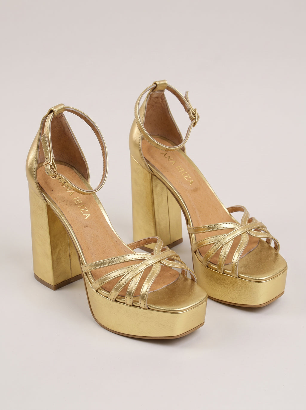 Rosana™ - Sandalias de Tacón Ancho con Plataforma Doradas