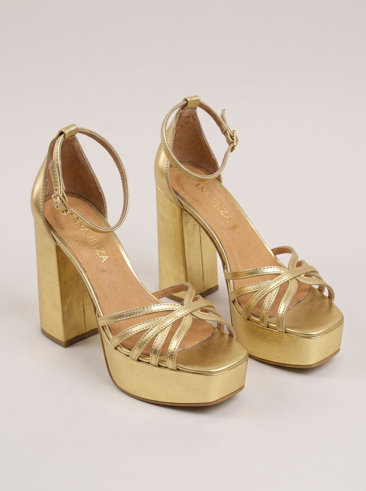 Rosana™ - Sandalias de Tacón Ancho con Plataforma Doradas