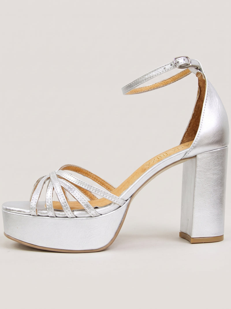 Rosana™ - Sandalias de Tacón Ancho con Plataforma Plateadas
