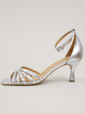 Maite™ - Sandalias de Tacón con Tiras Cruzadas Plateadas