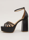 Rosana™ - Sandalias de Tacón Ancho con Plataforma Negras