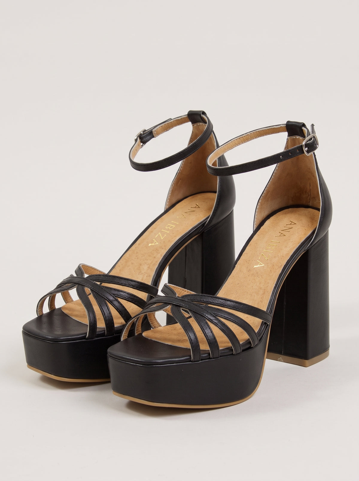 Rosana™ - Sandalias de Tacón Ancho con Plataforma Negras