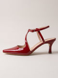 Silvia™ - Zapatos de Tacón Medio de Piel Charol Rojo