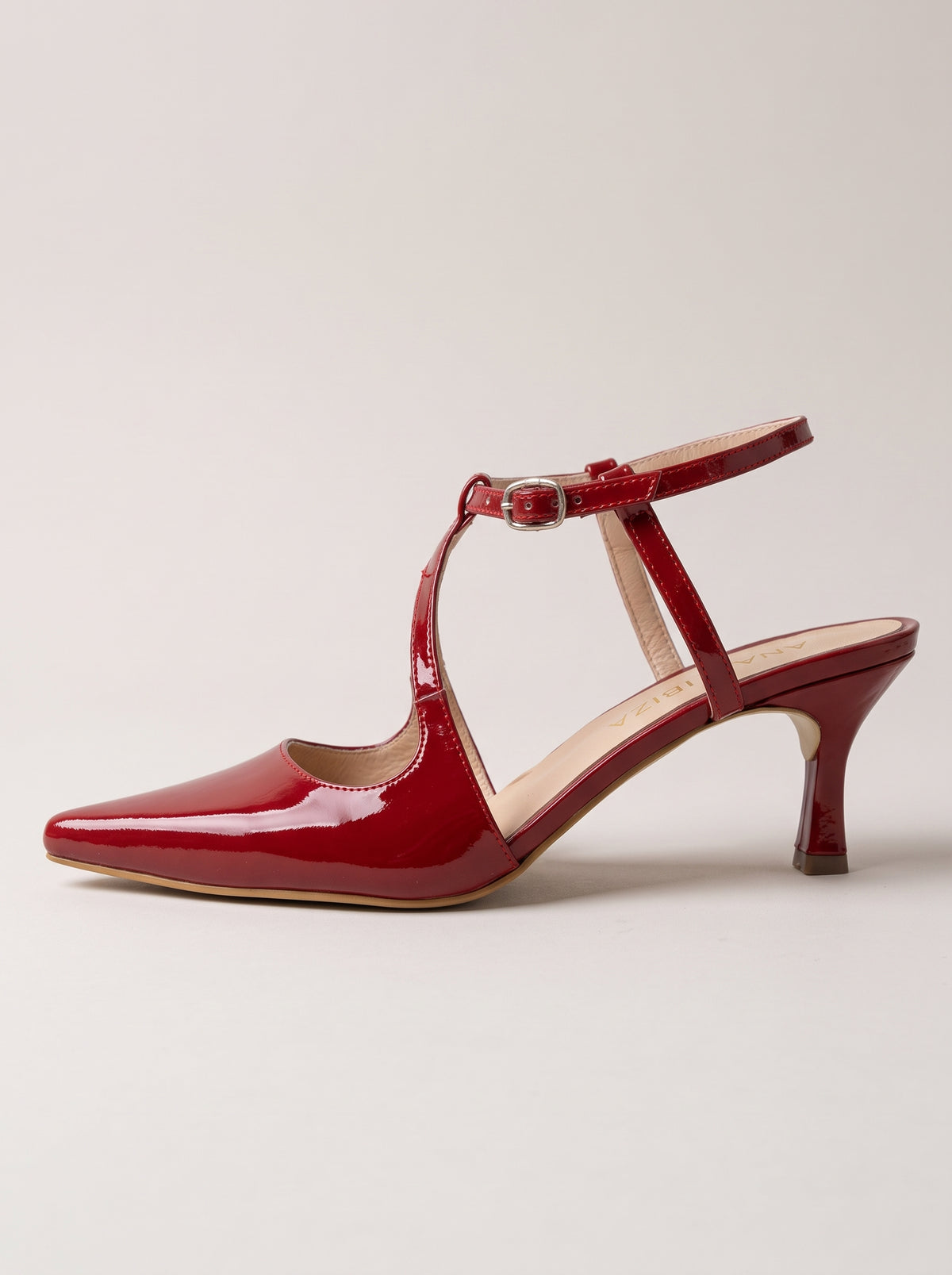 Silvia™ - Zapatos de Tacón Medio de Piel Charol Rojo