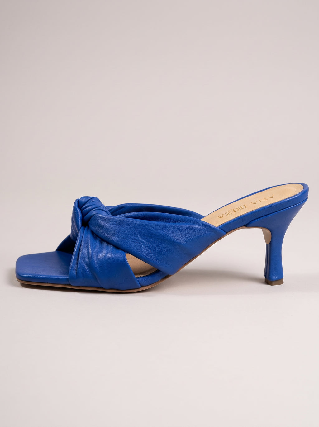 Carla™ - Sandalias Mule de Piel con Nudo Azul Eléctrico