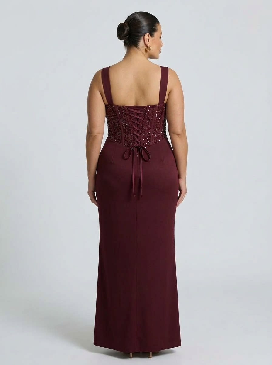 Look para una boda de noche: vestido Nai™ en burdeos, foto 6