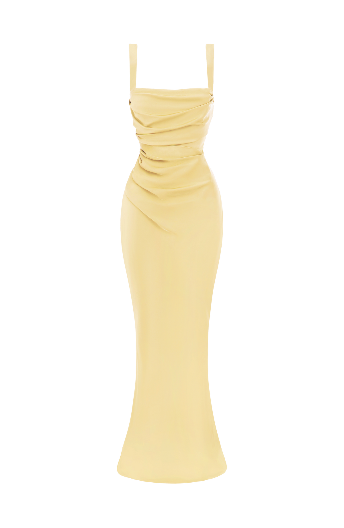 Look para una boda de noche: vestido de satén Carlota™ en amarillo limón, foto 6