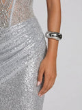 Brazalete rígido plateado de fiesta - Julia™ Ana Ibiza