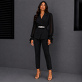 Traje de chaqueta y pantalón con cinturón joya para invitada - Verónica™ Ana Ibiza
