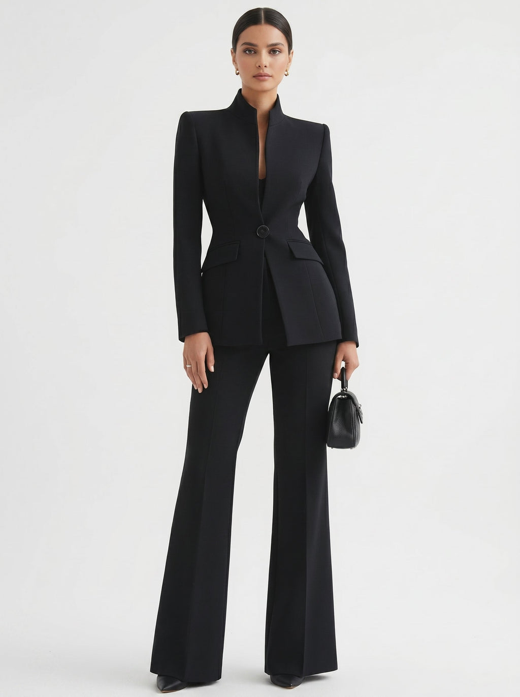 Traje sastre con palazzo negro para invitada - Gabriela™ Ana Ibiza