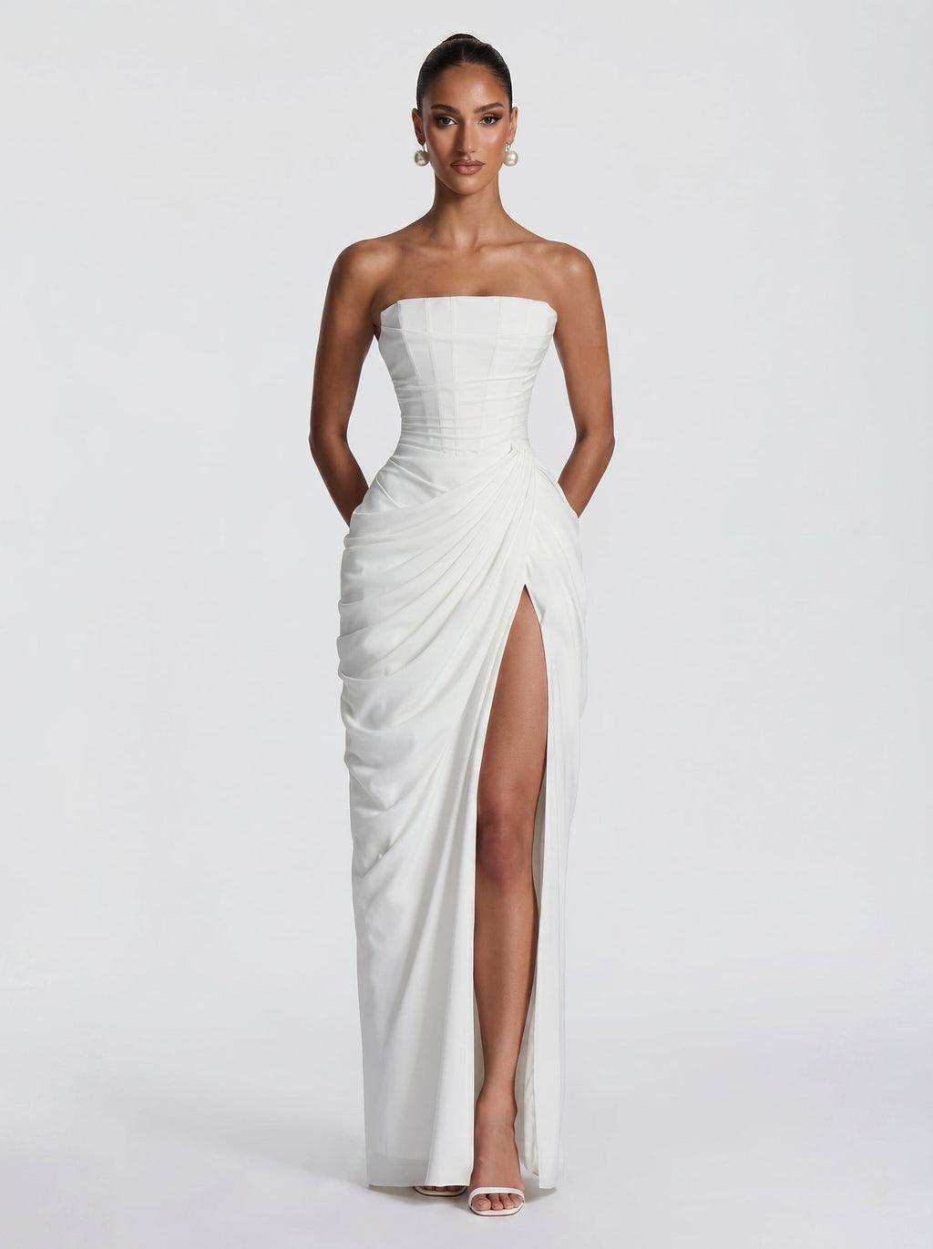Vestido blanco largo de chifón para preboda o evento - Cyra™ Ana Ibiza