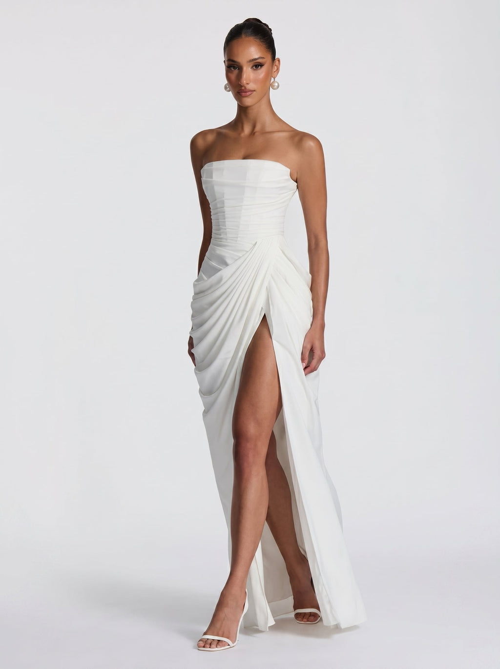 Vestido de evento Cyra™ marfil con palabra de honor, foto 4