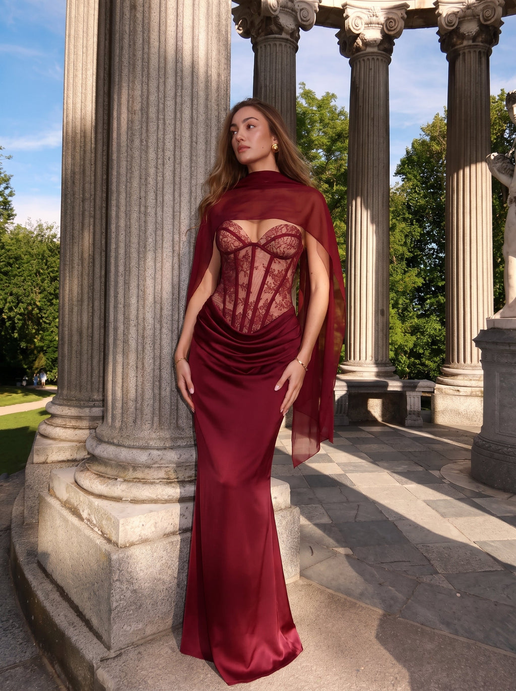 Estola de gasa rojo para invitada - Loli™ Ana Ibiza