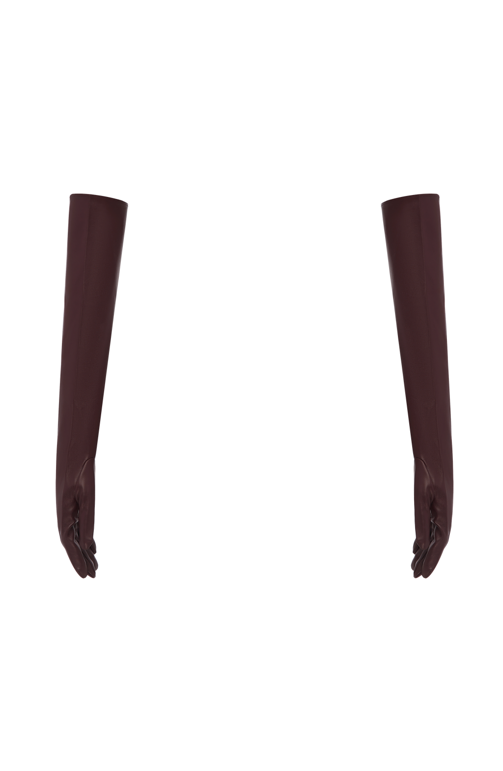 Francisca™ - Guantes Largos de Polipiel Marrón Ciruela