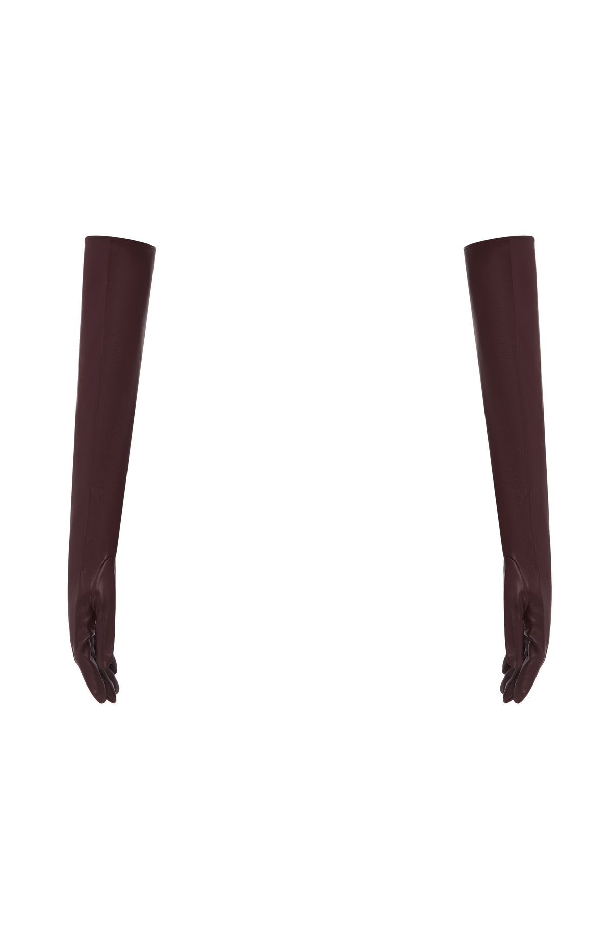 Francisca™ - Guantes Largos de Polipiel Marrón Ciruela