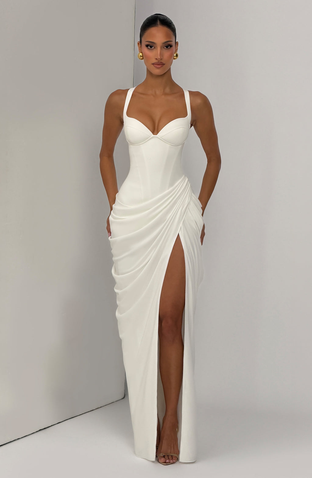 Vestido Elisa™ marfil con abertura en la pierna, foto 9