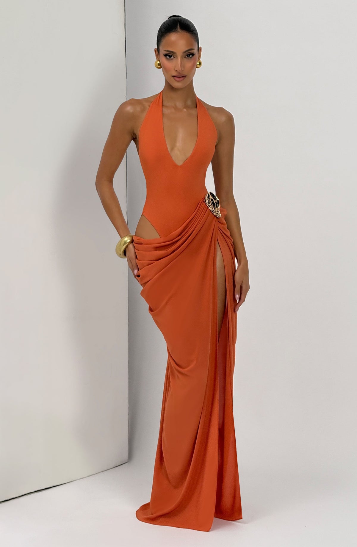Vestido Adela™ naranja con abertura en la pierna, foto 9
