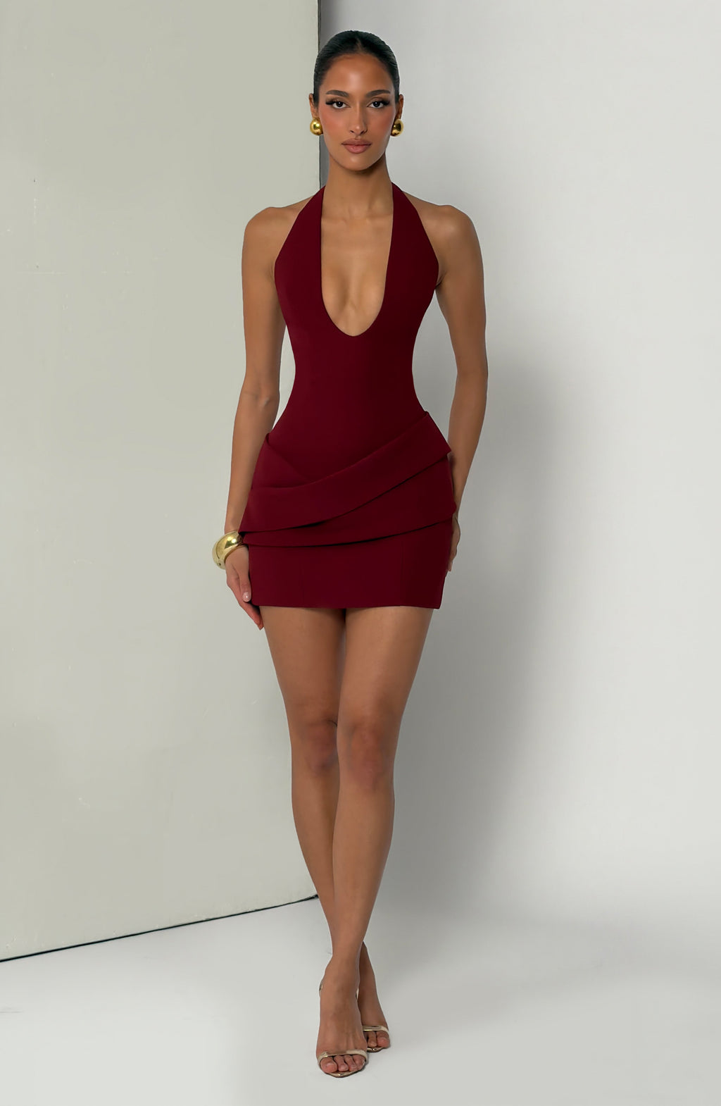 Ximena™ - Vestido Corto con Corsé Burdeos