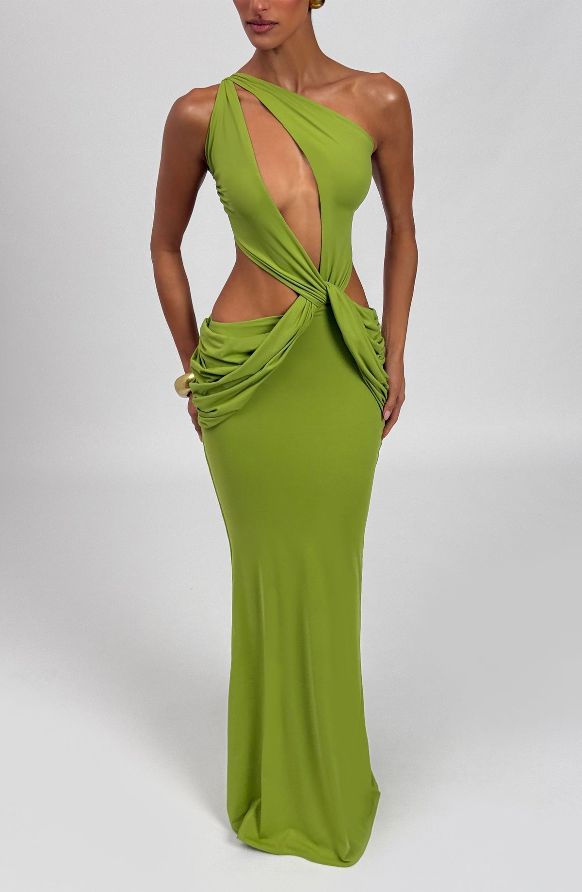 Vestido Olivia™ oliva con un solo hombro, foto 7