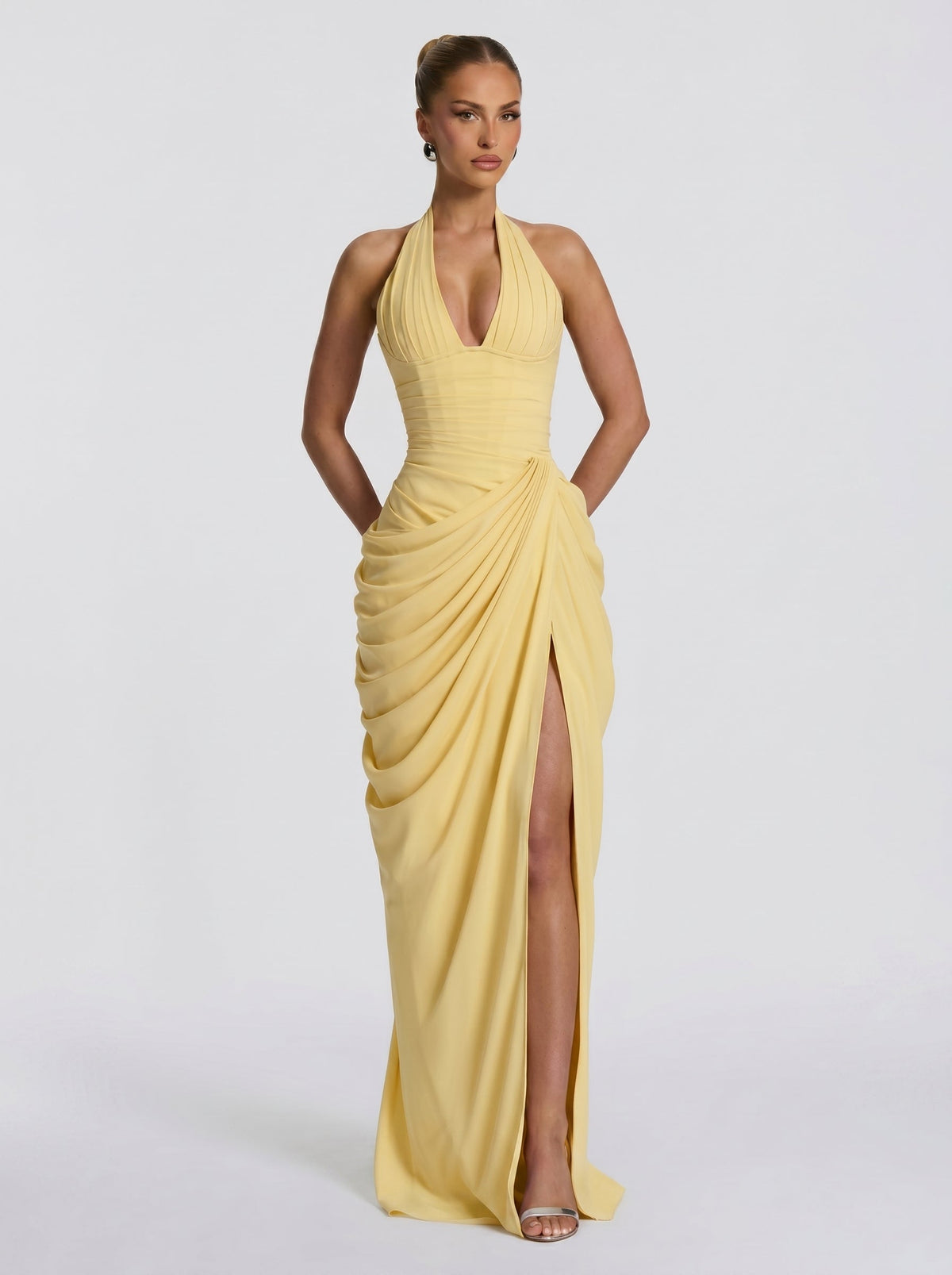 Vestido largo de invitada de boda amarillo de chifón - Anna™ Ana Ibiza