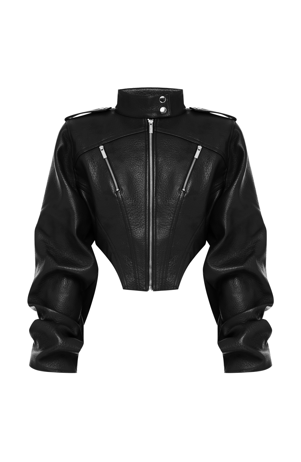 Mónica™ - Chaqueta con Cuello Mao Negra