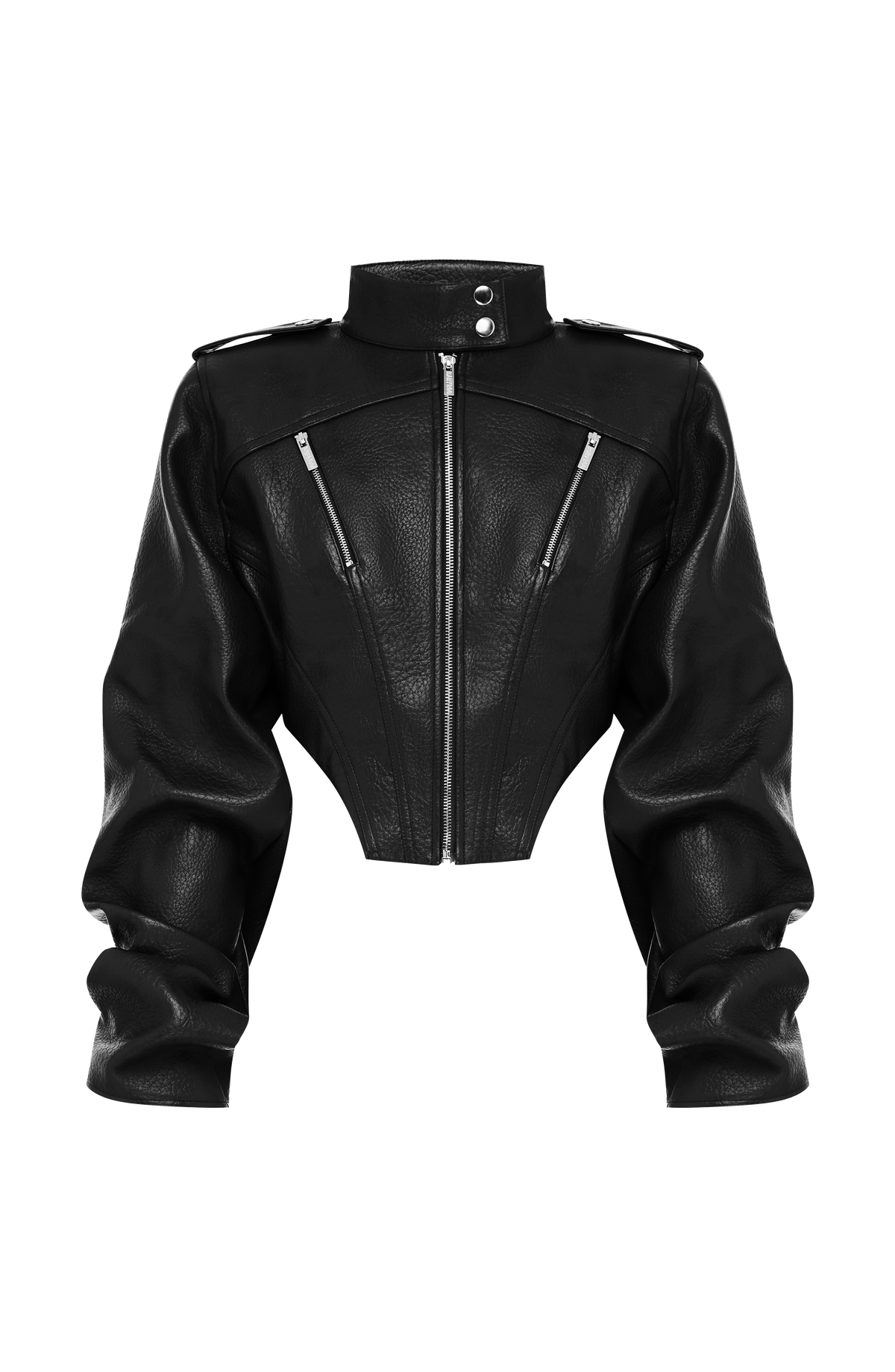 Mónica™ - Chaqueta con Cuello Mao Negra