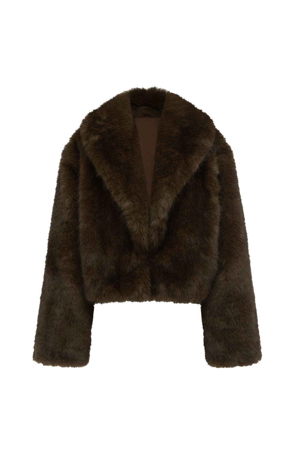 Minerva™ - Abrigo Corto con Cuello Chal Chocolate
