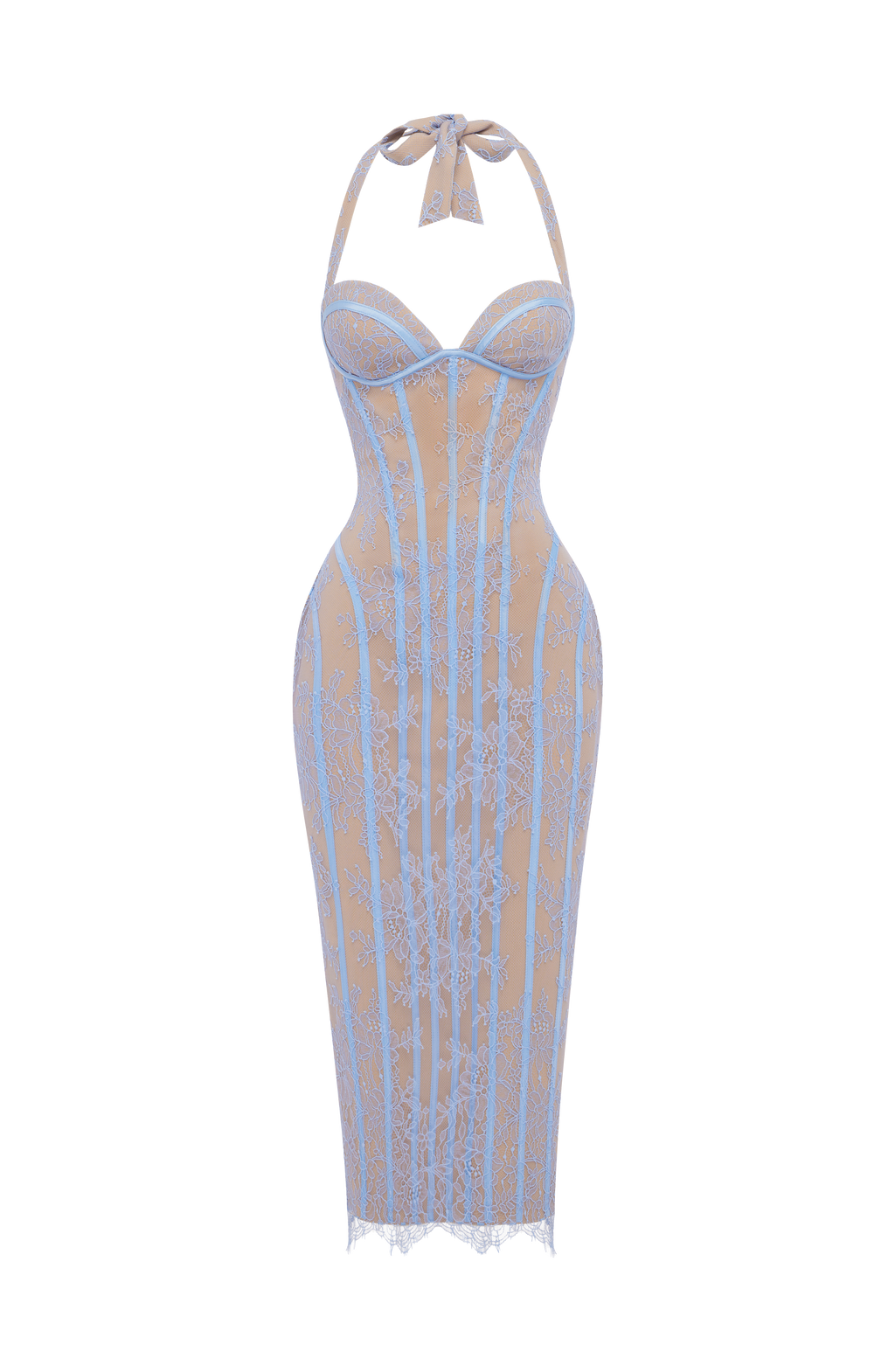 Vestido Rocío™ celeste con cuello halter, foto 9