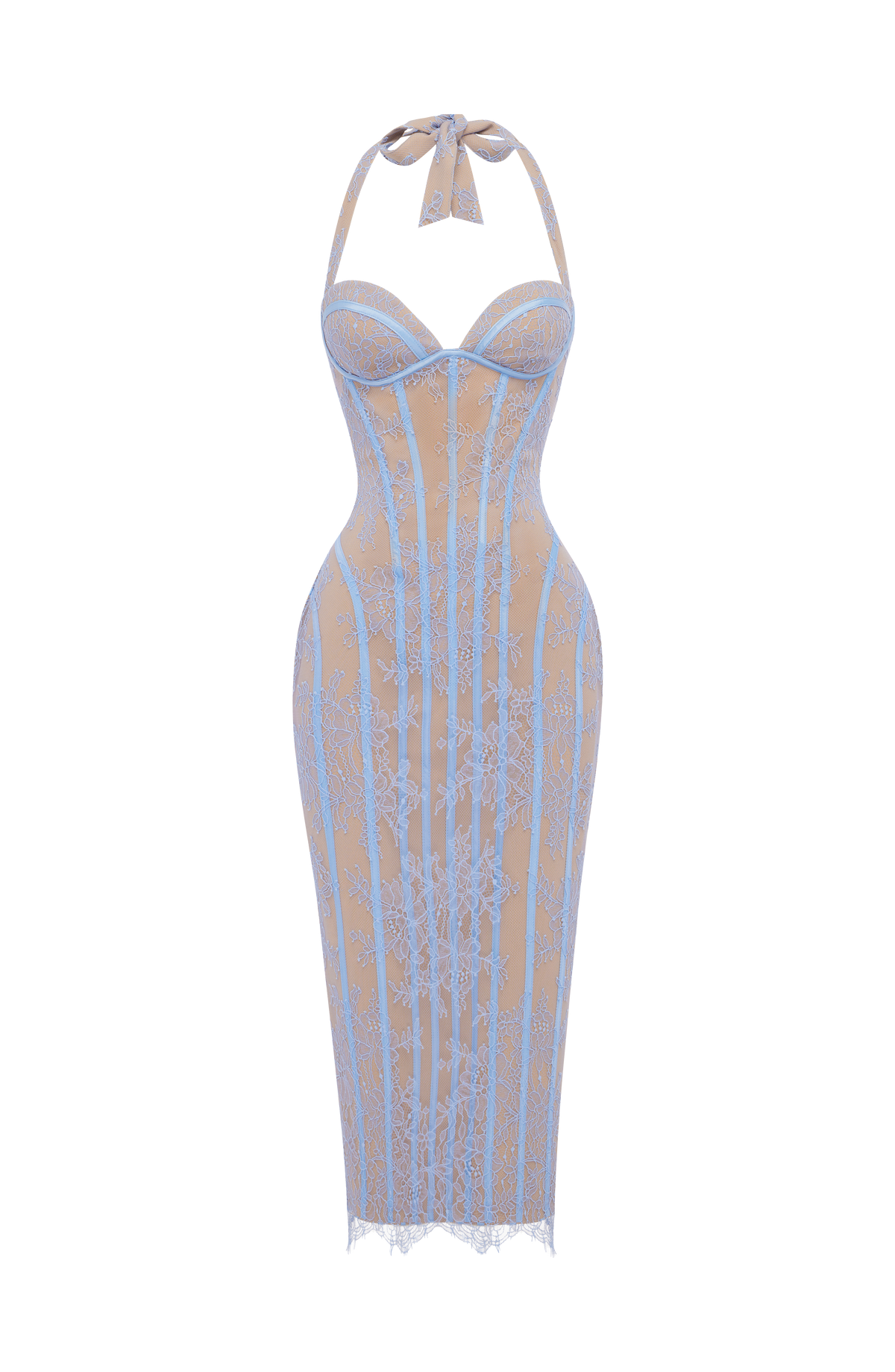 Vestido Rocío™ celeste con cuello halter, foto 9
