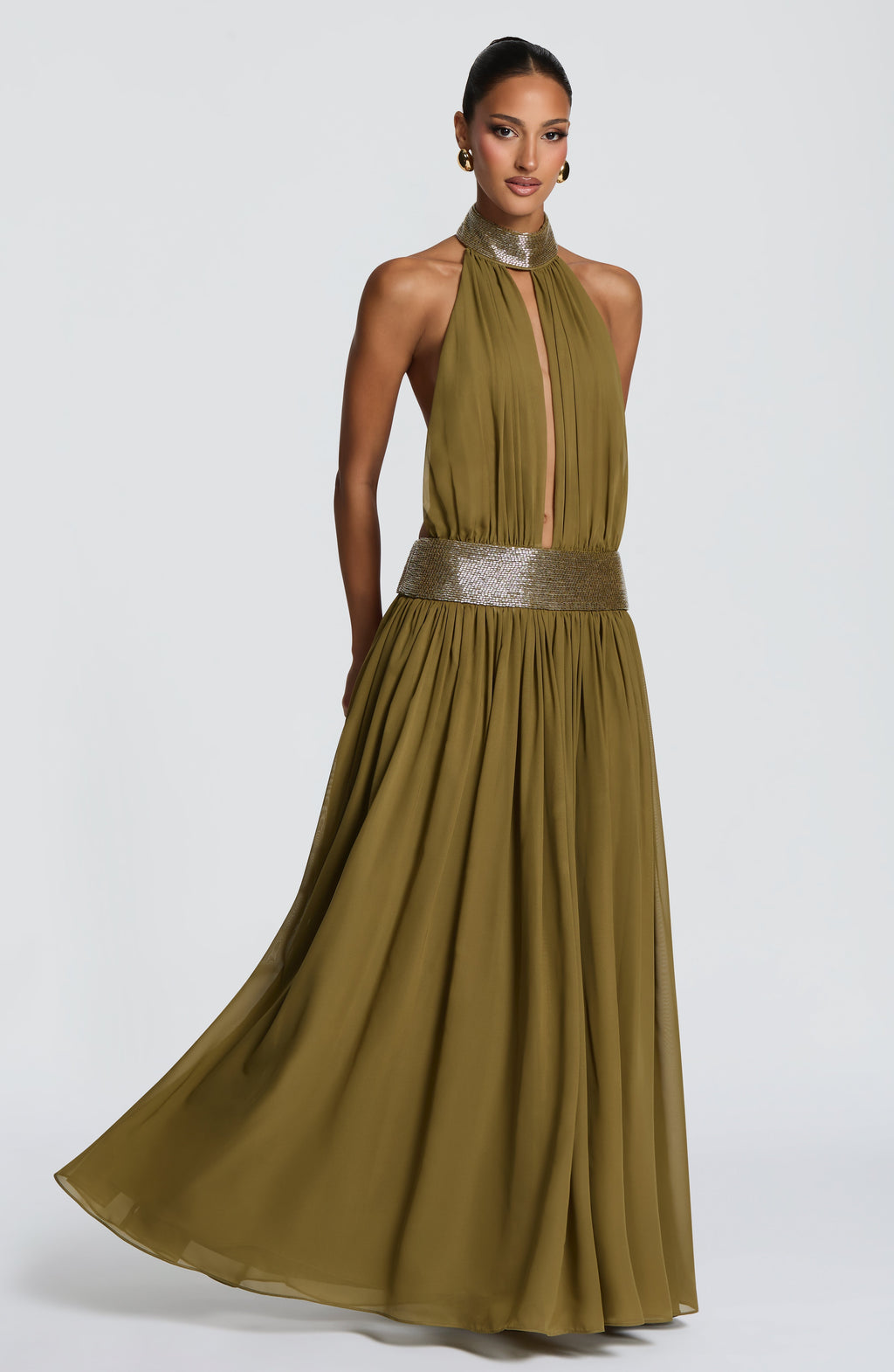 Vestido Rosalina™ oliva con cuello halter, foto 7