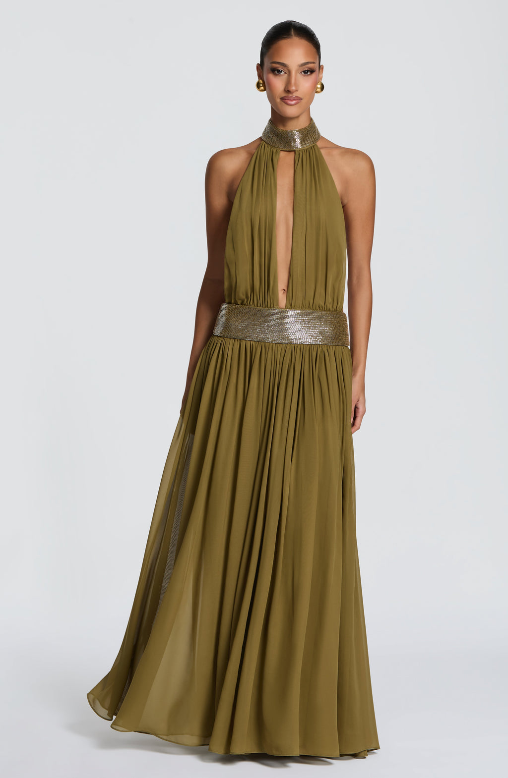Vestido Rosalina™ oliva con escote en V, foto 11