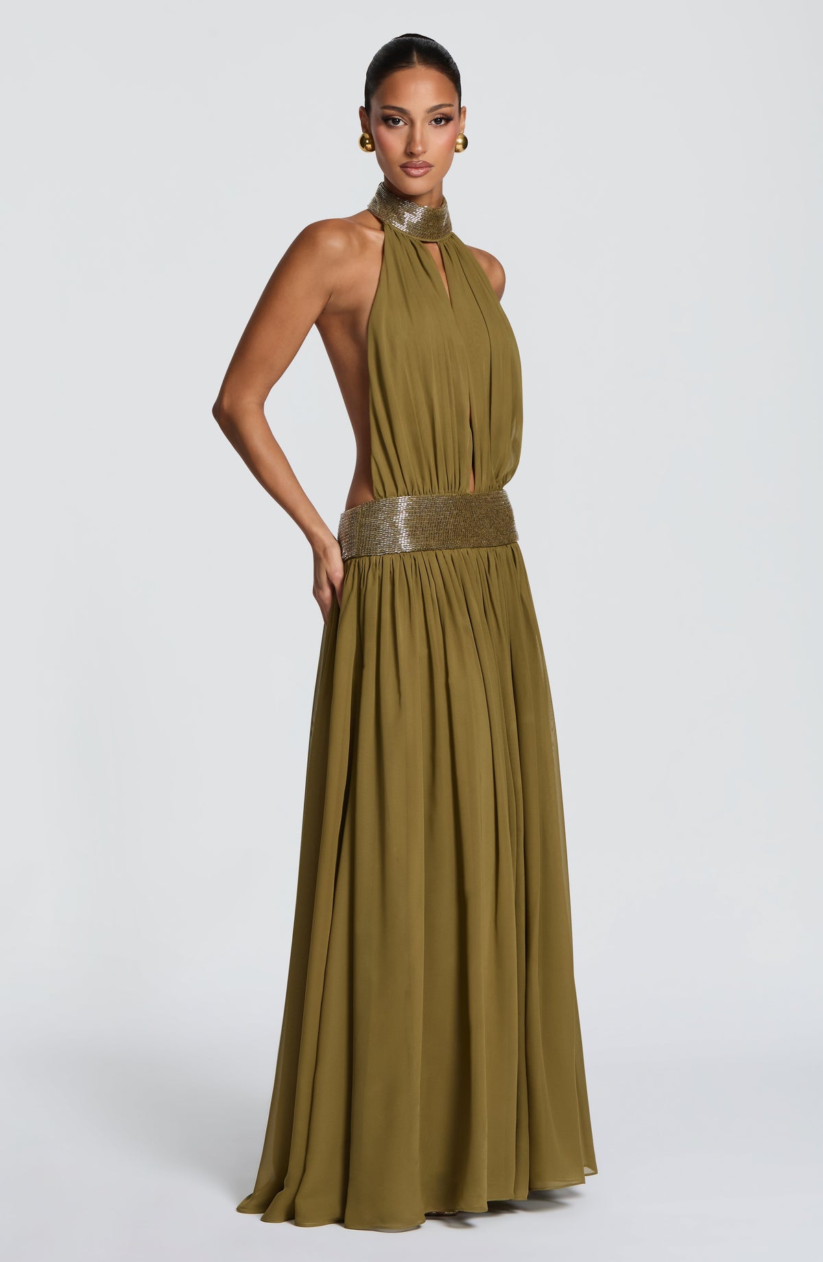 Vestido Rosalina™ oliva con espalda al aire, foto 9