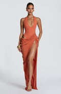 Vestido largo de fiesta naranja cruzado - Adela™ Ana Ibiza