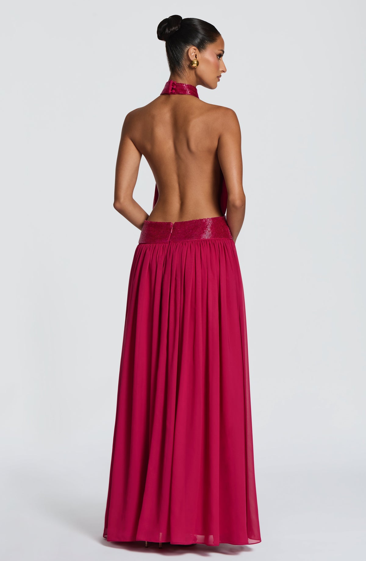 Vestido de evento Rosalina™ frambuesa con espalda al aire, foto 4