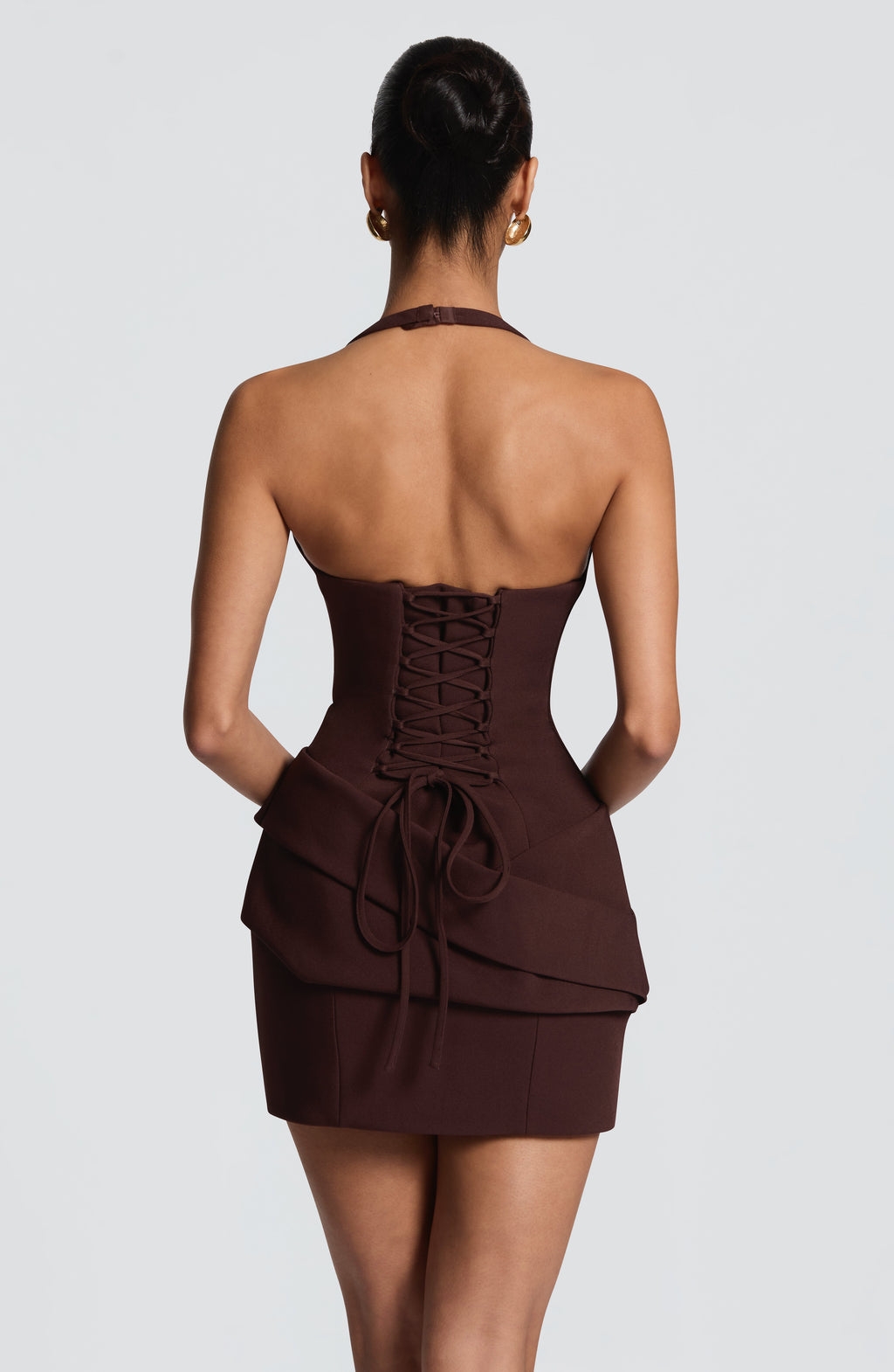 Ximena™ - Vestido Corto con Corsé Marrón Ciruela