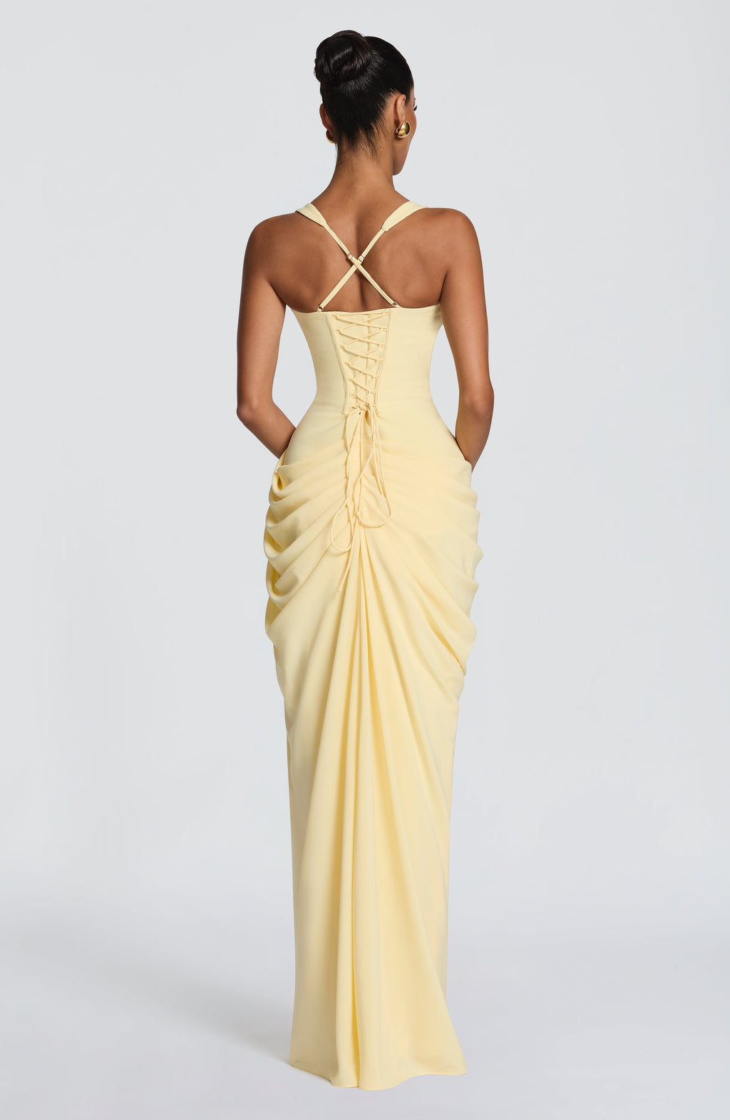 Vestido de evento Elisa™ amarillo limón con abertura en la pierna, foto 4